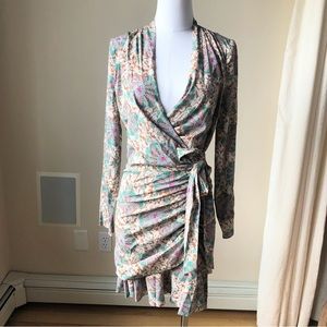 Nwt Veronica Beard Agatha Multi color paisley print wrap mini dress 6